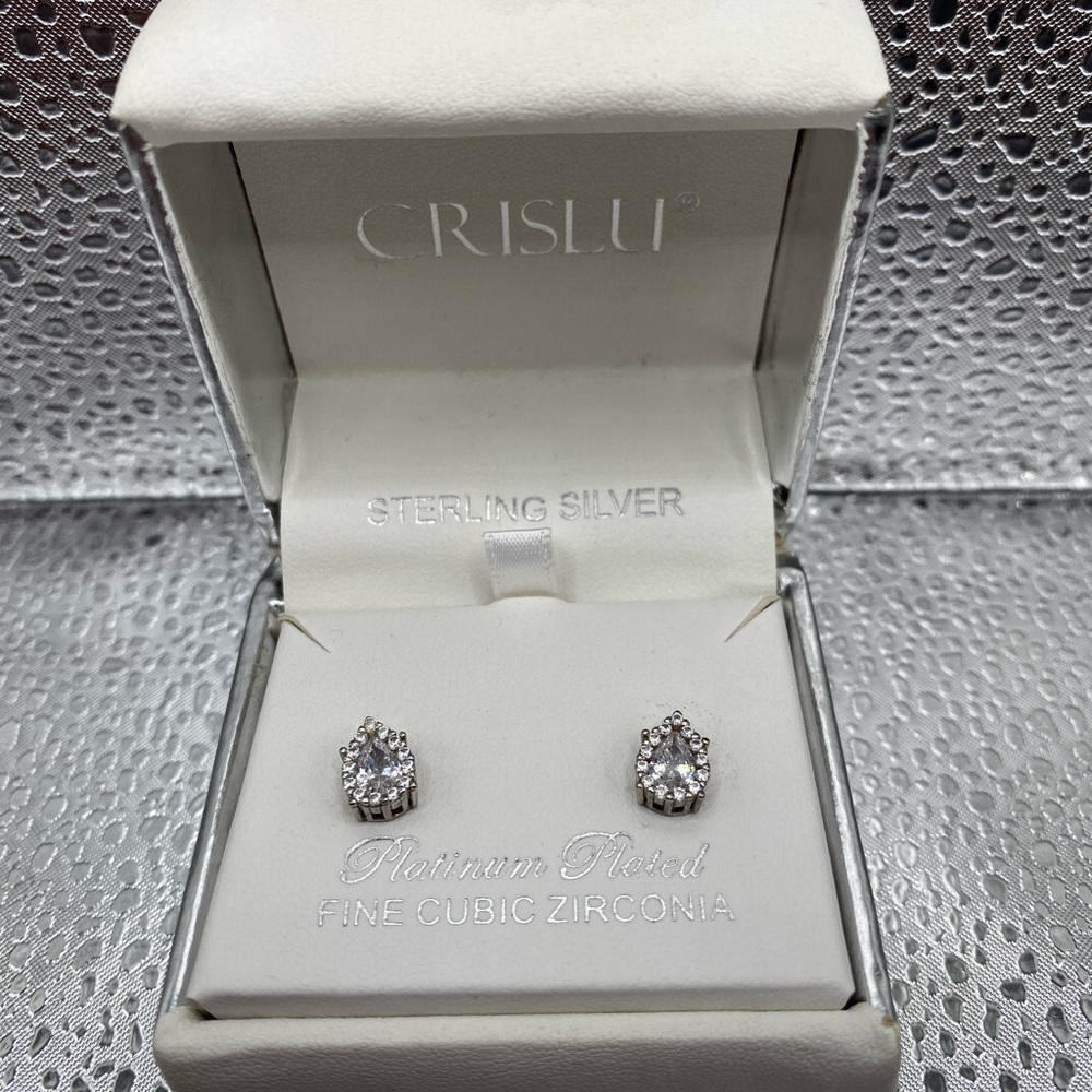 Sterling silver fine cubic zirconia earrings